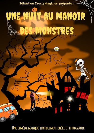 Une nuit au manoir des monstres::<i class="fa fa-magic" aria-hidden="true" style="color:#ff8a00;font-size:30px;background-color:#FFFFFF;border-radius:30px;padding:10px;"></i><br/>Freddy se retrouve enfermé dans un manoir plein de monstres. Une comédie magique terriblement drôle et effrayante de 6 à 12