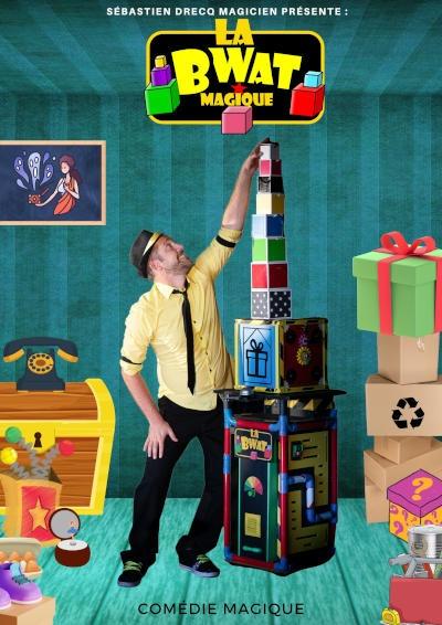La Bwat magique::<i class="fa fa-magic" aria-hidden="true" style="color:#f6e015;font-size:30px;background-color:#FFFFFF;border-radius:30px;padding:10px;"></i><br/>Quoi de plus fascinant de découvrir les secrets que contiennent les boites ! Magie, humour et marionnettes de 4 à 12 ans.